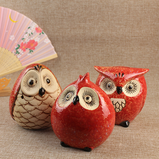 日式家居猫头鹰摆件寿司店，料理和风陶瓷装饰创意存钱罐装饰品