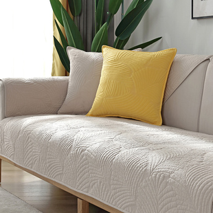 北欧简约纯色沙发垫四季纯棉布艺，防滑全棉坐垫通用现代沙发套罩巾
