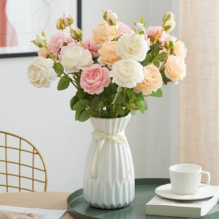 牡丹仿真花绢花室内假花干花餐桌，花玫瑰花花束摆设家居装饰花摆件