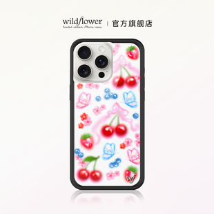 Wildflower甜蜜樱桃手机壳Sweet Cherry适用苹果iPhone15/14/Pro/Max硬壳全包保护套硅胶防摔欧美时尚个性wf