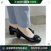 日本直邮卑弥呼女士时尚休闲鞋黑色，中跟商务通勤舒适复古