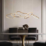 北欧餐厅吊灯现代简约轻奢创意，设计师不锈钢环形艺术极简吧台吊灯