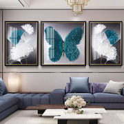 现代客厅沙发背景装饰画高档大气有框挂画创意三联画晶瓷画
