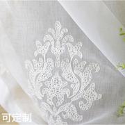 白色刺花棉欧式窗帘窗纱布料帘成品卧室客厅 欧式窗纱