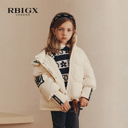 RBIGX瑞比克童装冬季毛巾绣保暖休闲设计感洋气时髦潮羽绒服