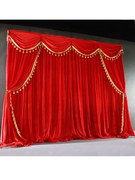 中式婚礼金丝绒背景布幔舞台装饰布置庆典会议揭幕布大红纱幔