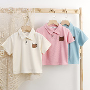 儿童夏季polo衫短袖t恤中小童，纯色洋气休闲男童女童运动童装短袖