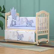 艾。点实木无漆婴儿床新生儿环保宝宝床摇摇床可移动变书桌拼大小