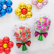 开业大五叶花朵卡通气球节日生日装扮 求婚告白捧花装饰布置用品