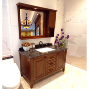 卫浴欧式美式橡木浴室柜，组合洗脸手盆池实木仿古落地洗漱台褚物柜