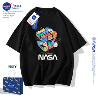 NASA男童纯棉短袖t恤2024潮牌中大童装女童儿童男孩夏装上衣
