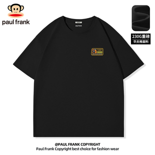 Paul frank/大嘴猴230G重磅华夫格短袖T恤男夏季美式潮牌黑色体恤