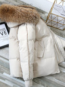 韩国米白色羽绒棉服女冬季短款小个子棉衣宽松大码棉袄外套潮