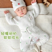 新生婴儿衣服0一2月6贴身宝宝春秋冬幼儿，分体保暖打底纯棉a类套装
