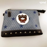 可爱熊时尚韩版蓝色女款手拎斜跨大容量零钱手机包