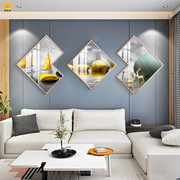 客厅现代简约沙发背景墙三联装饰画晶瓷画轻奢北欧抽象创意组合画