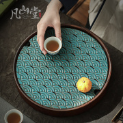 圆形茶盘家用简易陶瓷托盘功夫茶具竹制干泡盘小型储水式沥水茶台