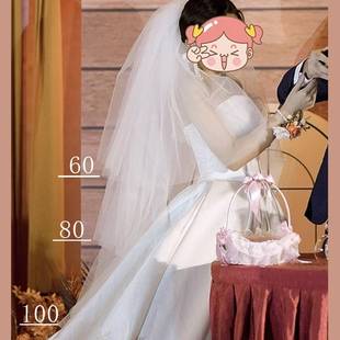法式新娘头饰女头纱主纱高级主婚纱多层蓬蓬韩式超长款素纱摄影拍
