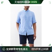 香港直邮潮奢 Sunspel 男士尖领亚麻短袖衬衫