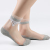 丝袜女中筒薄款夏季冰丝透明纯棉底防滑耐磨水晶玻璃，袜子蕾丝花边