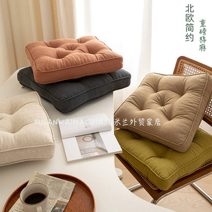 日式简约纯色棉麻坐垫板凳垫客厅，餐椅垫加厚防滑飘窗坐垫
