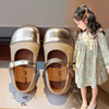 女童皮鞋英伦风时尚，小香风公主鞋，2024春秋浅口洋气拼色圆头鞋