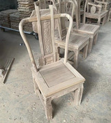 茬北胚坯圆桌椅榆木象椅单白香背餐椅头国色椅天仿古白全实木中式