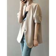 春夏韩版泡泡袖，短袖西装外套女薄款休闲半袖西服80952