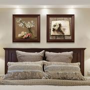 现代美式装饰画卧室床头挂画复古风格二联花卉油画，欧式壁画餐厅画