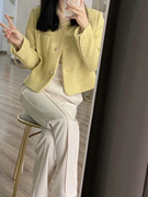 SPYB小香风外套女2023黄色气质短款长袖休闲春秋季小个子上衣