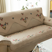 田园绣花组合布艺沙发垫，四季欧式防滑刺绣绗缝，现代简约客厅沙发套