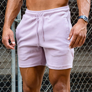 肌肉健身兄弟男士运动短裤宽松纯棉休闲纯色跑步透气光板五分裤子