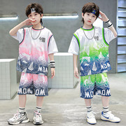 儿童篮球服夏季男童中大童童装，运动套装速干短袖球衣队服中国夏装