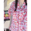 韩版格纹HelloKitty短袖睡衣女夏季ins风可爱少女纯棉家居服