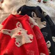 兔子本命年毛衣男冬季大红色，新年圣诞礼物情侣，针织衫女友生日