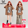 KEIKO 美式复古印花短袖t恤女24夏季210g精梳棉oversize半袖上衣