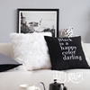 字母刺绣抱枕人脸绣花靠垫，现代极简黑色，靠枕北欧客厅沙发靠包ins