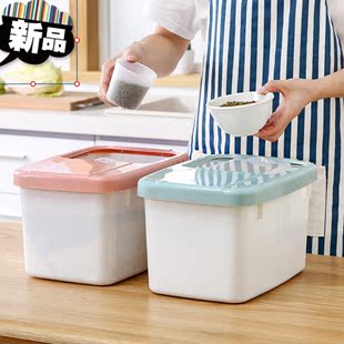 放米桶防虫防潮密封可视50斤装米桶米缸面粉厨房储米箱蓝色30斤装