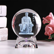 毛主席像水晶球3D内雕家居办公桌摆件毛泽东孙中山总理名人水晶像
