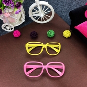 日韩时尚网红大框眼镜框，女粉红色镜框黄色镜架，装饰搭配眼镜