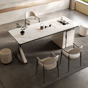 岩板轻奢茶台现代简约功夫茶，桌椅组合一体，家用客厅办公室泡茶桌