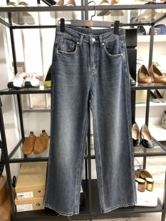 freetowear深灰色，牛仔直筒裤长裤常规，2023年秋季修身设计
