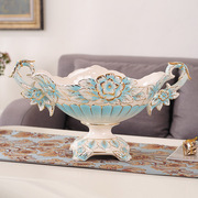 欧式水果盘客厅套装奢华陶瓷果盘创意家用现代简约茶几三件套摆件