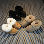 儿童雪地靴冬季女童羊毛低帮加绒保暖大棉靴男童真皮宝宝短靴