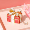 可爱珠宝首饰耳环收纳盒2022闺蜜结婚礼物，大红色求婚对戒指盒