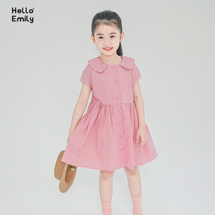 原创儿童女装 夏季全棉娃娃领短袖连衣裙 可爱中小童粉红裙子321