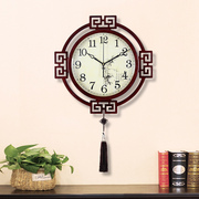 新中式静音挂钟客厅木质挂墙时钟古典大气，复古钟表家用装饰石英钟