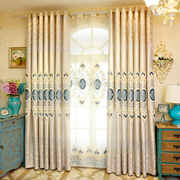 定制奢华欧式飘窗刺绣花落地遮光窗帘，布料成品客厅简约现代卧室