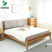 北欧卧室实木床环保小户型简约现代白橡木床软包两用1.8米双人床