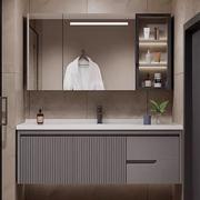 简约浴室柜吊柜智能镜柜组合橡木卫生间一体陶瓷洗脸盆实木卫浴柜